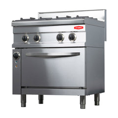 Contender Heavy Duty 4 Burner LPG or Gas Range Cooker With Electric Oven