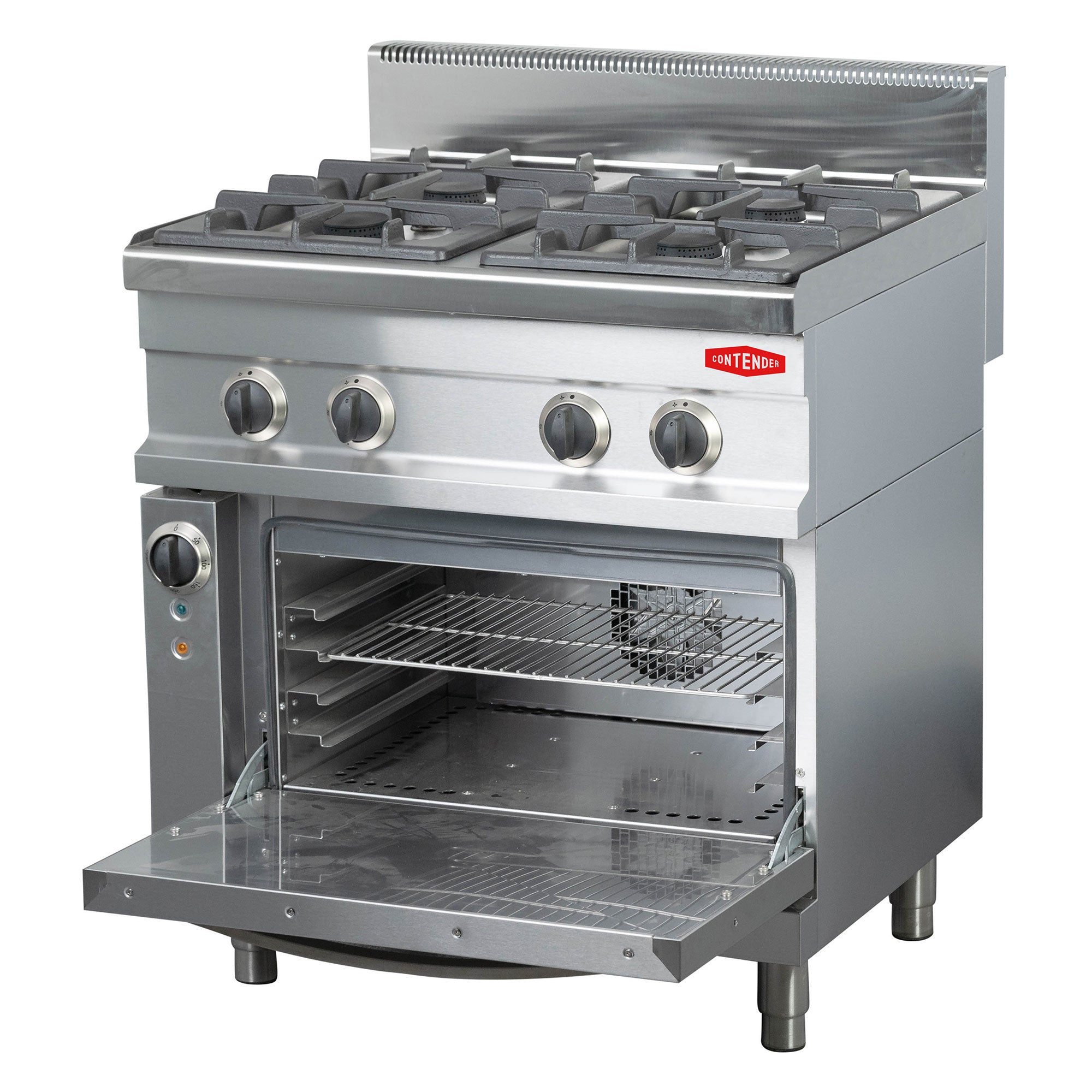 Contender 700mm 4 Burner Gas Range Cooker with Electric Oven – Natural Gas or LPG Floor Standing Cooker