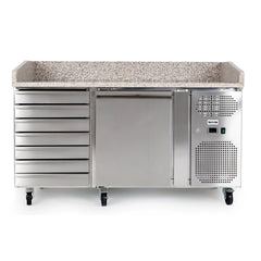 Gastroline Granite Top Refrigerated Pizza Prep Counter with 7 x Dough Drawers