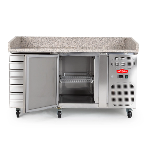Contender 1 Door Refrigerated Prep Counter (Granite Top & 7 Dough Drawers) – Efficient Food Prep & Chilled Storage