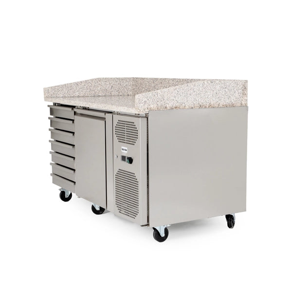 Gastroline Granite Top Refrigerated Pizza Prep Counter with 7 x Dough Drawers