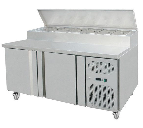 Contender 2 Door 800mm deep Refrigerated Prep Counter With Castors