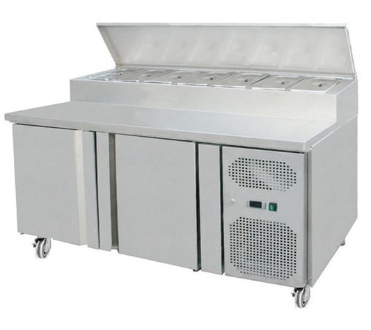 Contender 2 Door 800mm deep Refrigerated Prep Counter With Castors
