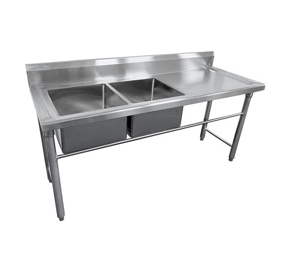Quattro Stainless Steel Twin Bowl Sink | 1800mm, Left Hand Sink – Heavy-Duty Wash Station