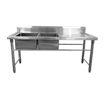 GRADED - Quattro 1800mm Twin Bowl Stainless Steel Commercial Left Hand Sink
