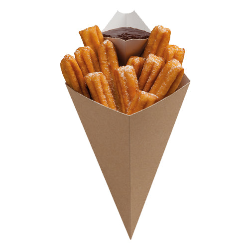 500 Small Kraft Food Cone With Sauce Corner