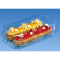Case of 400 2 Eclair Cake Hinged Container