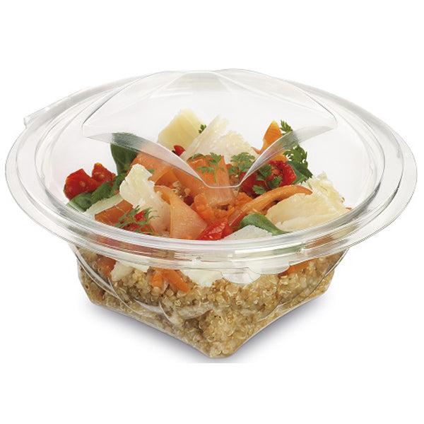 Case of 240 750cc Round Plastic Salad Containers