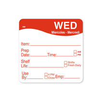 51x 51mm Wendesday - Shelf Life Labels - ECatering Essentials