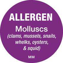 25mm Circle Purple Allergen Molluscs Label - ECatering Essentials