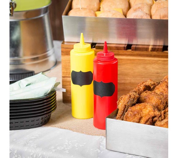 Red Squeeze Sauce Bottle 24oz ECatering