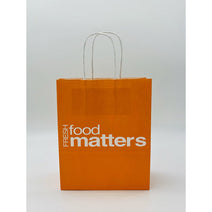 Case of 100 Orange Printed Paper Bags with Twisted Handles
