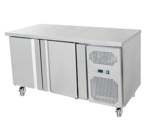 Gastroline 2 Door Freezer Prep Counter 700mm Deep With Fitted Castors