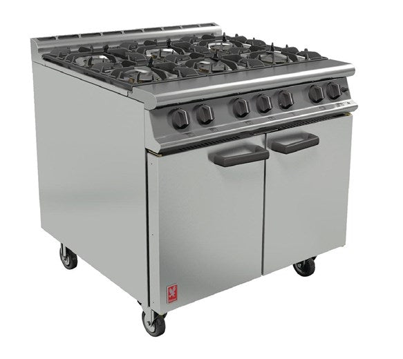 Falcon Dominator 6 Burner Natural Gas Commercial Range Cooker with Castors