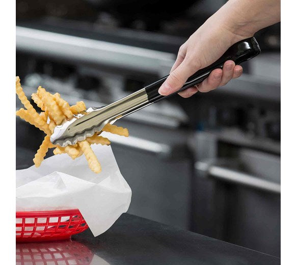 Vinyl Coated Black Serving Tongs 245mm