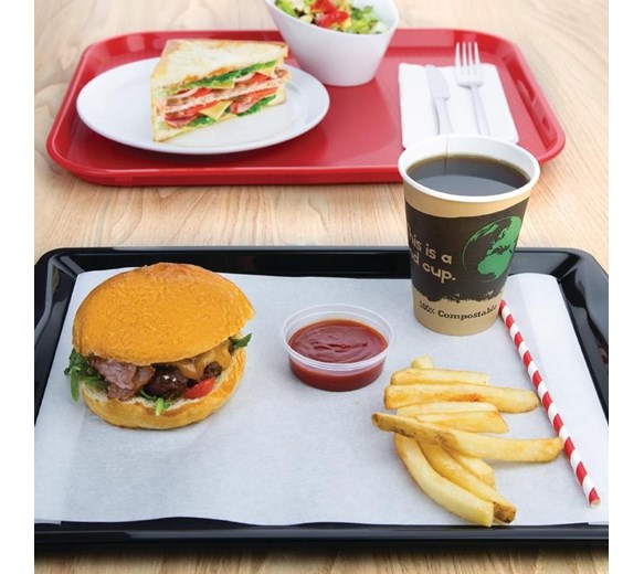 Olympia Kristallon Polypropylene Handled Fast Food Tray Black 420mm