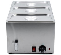 1/1 Size Wet Bain Marie with Drain Tap and 3 x 1/3 GN Pans & Lids