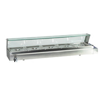 Quattro Bain Marie Heated Display Unit. 5 x 1-2 GN Pans & Lids With Glass Surround