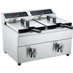 Gastrotek 2 x 8 Litre Energy Efficient Induction Catering Fryer With Drain Tap