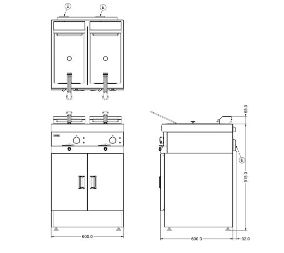 Lincat Silverlink 600 Commercial Twin Tank Electric Freestanding Fryer  2 x 9ltr