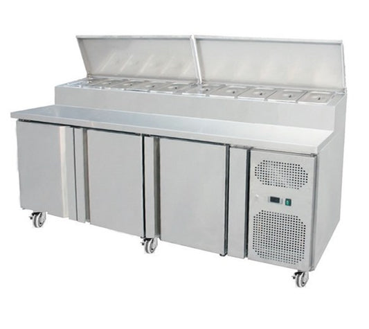 Gastroline 3 Door Refrigerated Prep Counter With Castors