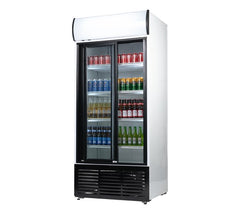 Gastroline Commercial Double Glass Door Fridge With Canopy 783L Sliding Doors