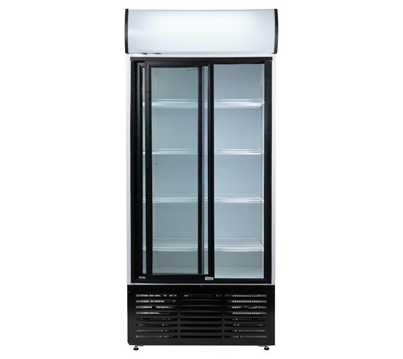 Contender 783L Commercial Double Glass Door Fridge with Canopy