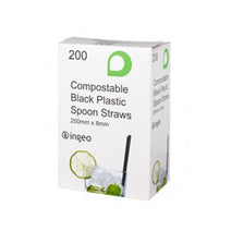 Case of 200 Black Compostable Spoon Straws