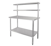 Quattro 1500mm Wide Stainless Steel Chef's Food Prep Table with Overshelves